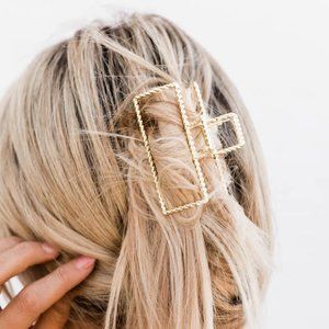 Gold Rectangle Hair Claw Clip
